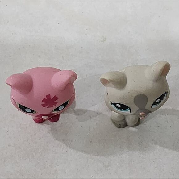 LPS Littlest Pet Shop #1472 Cream Gray American Shorthair Cat and pink cat 1846 - Picture 3 of 4